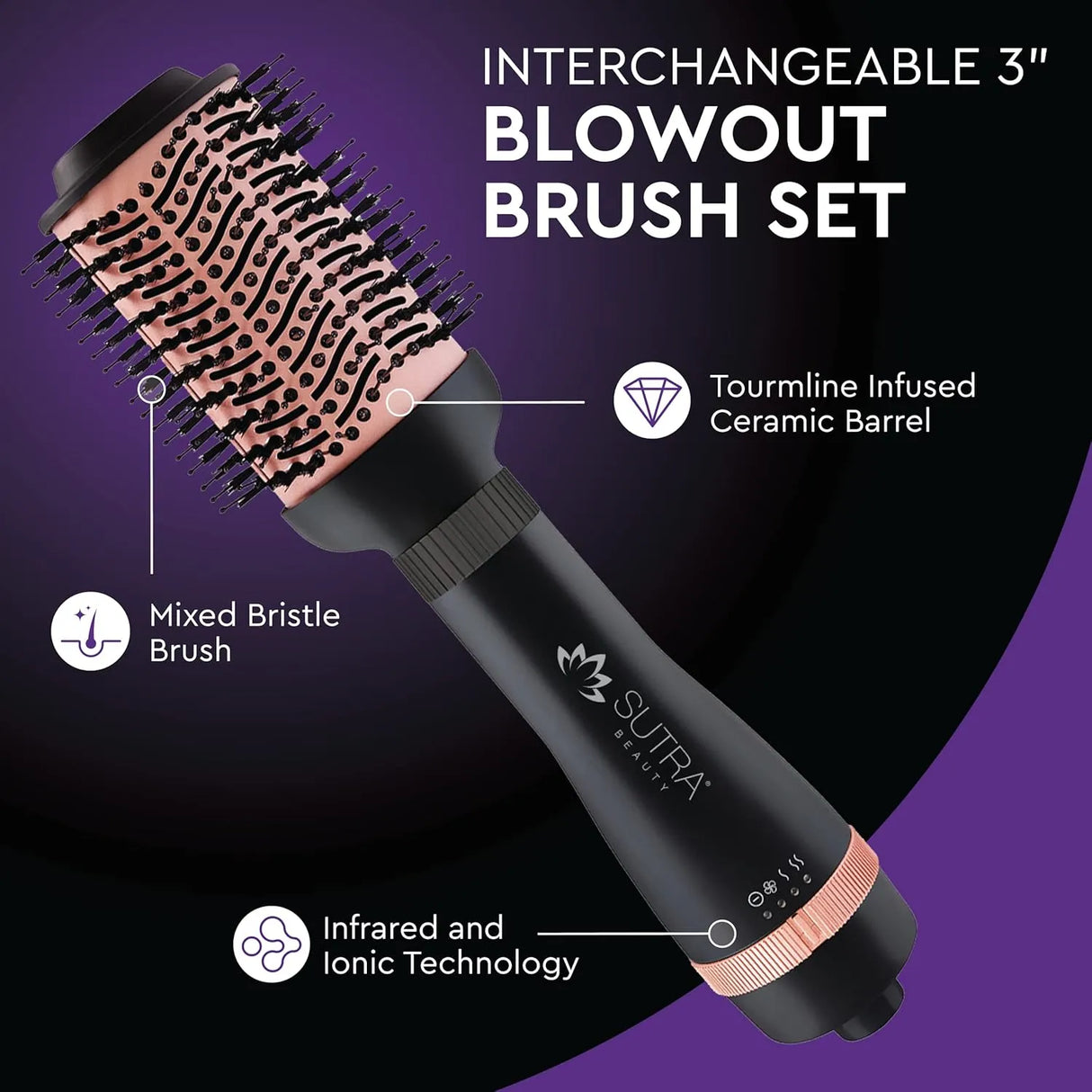 Interchangeable Blowout Brush Rose Gold-Sutra