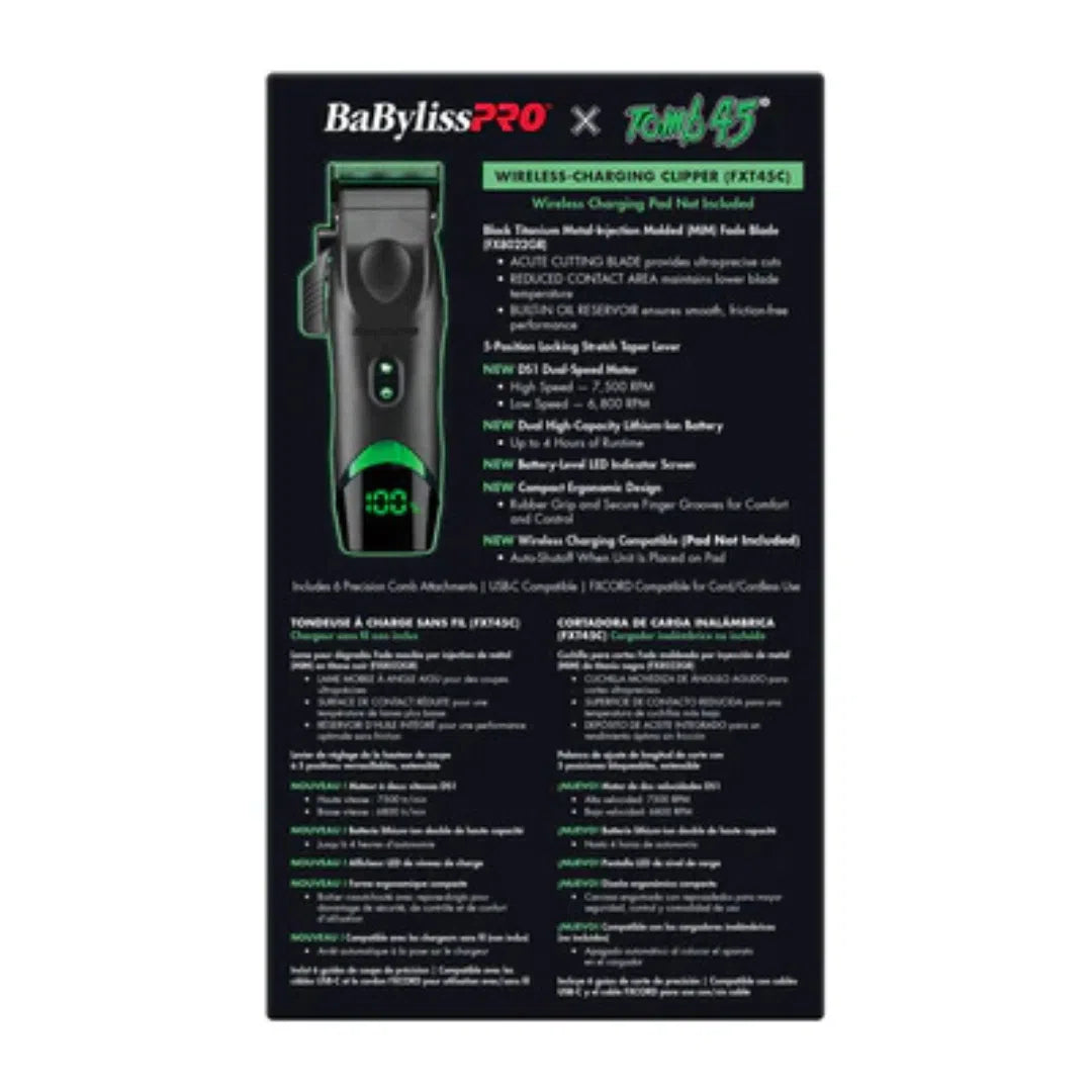 Wireless Charging Clipper Black Titanium With Mim Fade Blade - FXT45C-BabylissPro