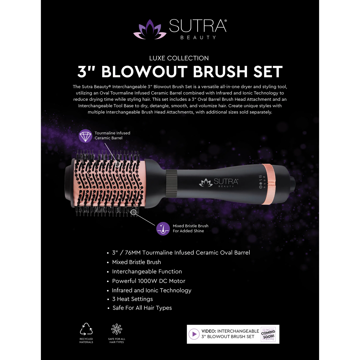 Interchangeable Blowout Brush Rose Gold-Sutra