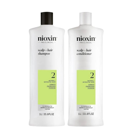 System 2 Scalp + Hair Shampoo + Conditioner 1L Duo-Nioxin