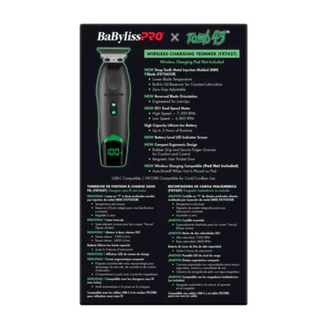 Wireless Charging Trimmer Black With Deep Tooth Mim T-Blade - FXT45T-BabylissPro